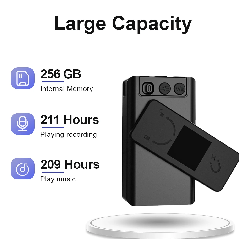 Vandlion V79 Voice Recorder 6000mAh Large Battery Capacity HiFi 451H Recording OTG WAV 1536kbps Magnetic Back Clip Dictaphone