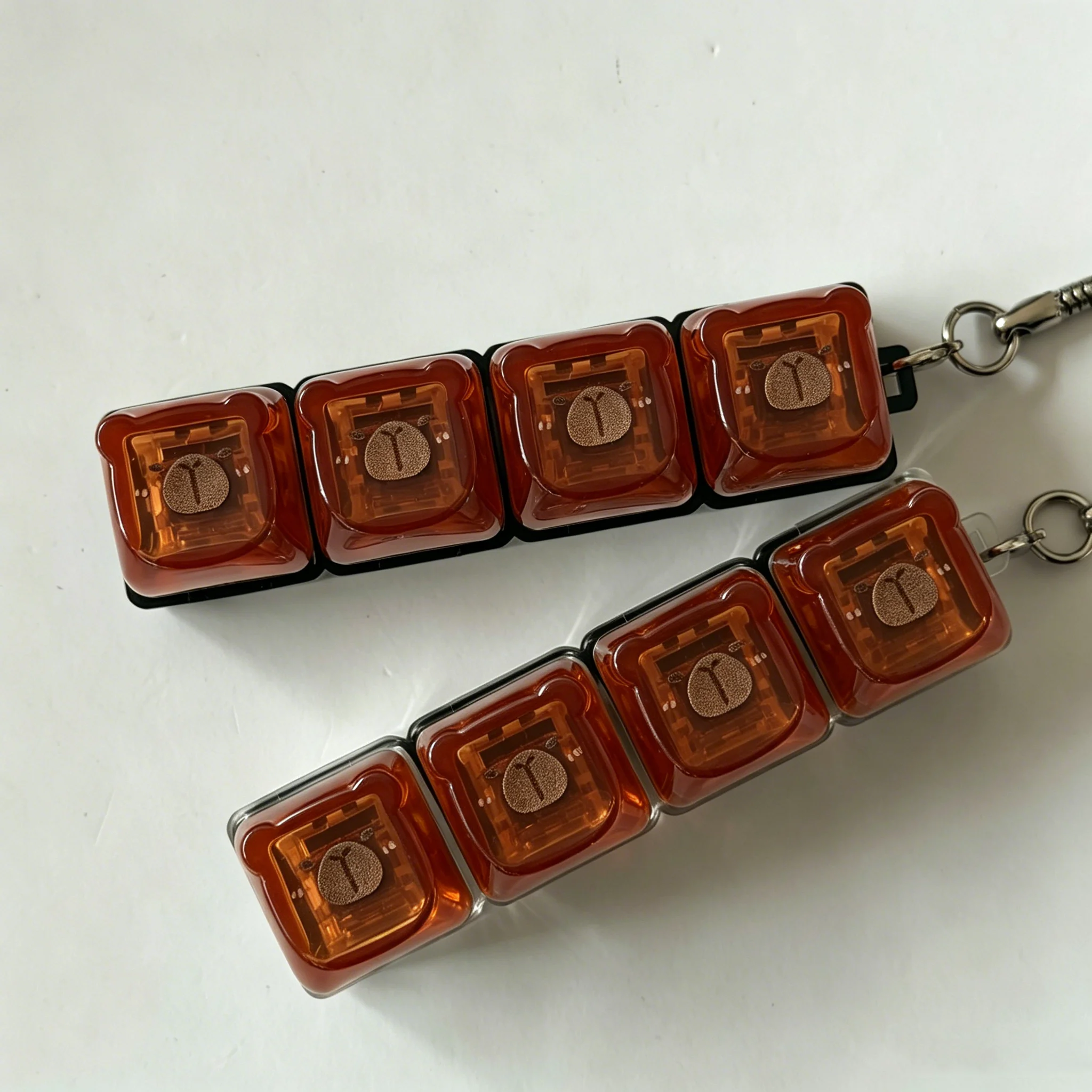 Colorful LED Light 4-Key Clicker Keychain - Stress Relief Portable Keyring Pendant