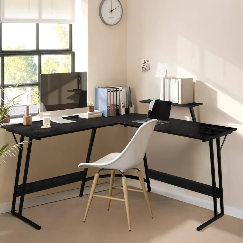 

LISM computer desk Home Office Writing Desk Modern L-Shape Computer Desk, White