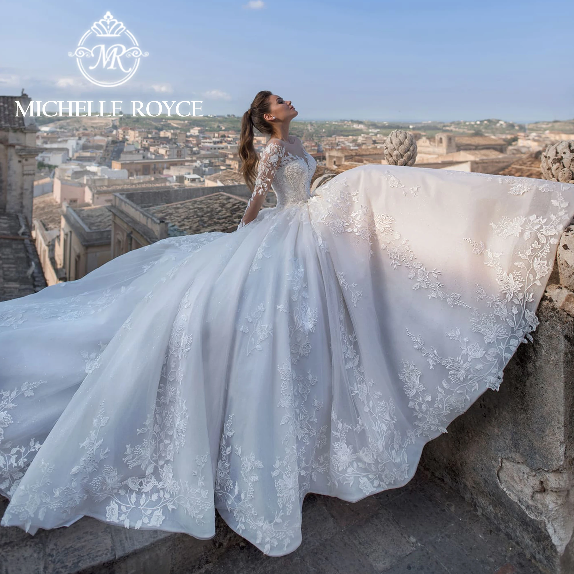 

Michelle Royce A-Line Wedding Dress Sexy Sweetheart Appliques Backless Long Sleeve Wedding Gown For Bride 2022 Vestido De Novia