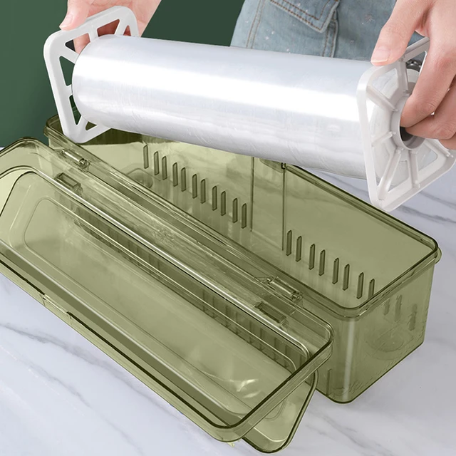 Plastic Cling Wrap Dispenser Refillable Kitchen Wrap Cutting Box