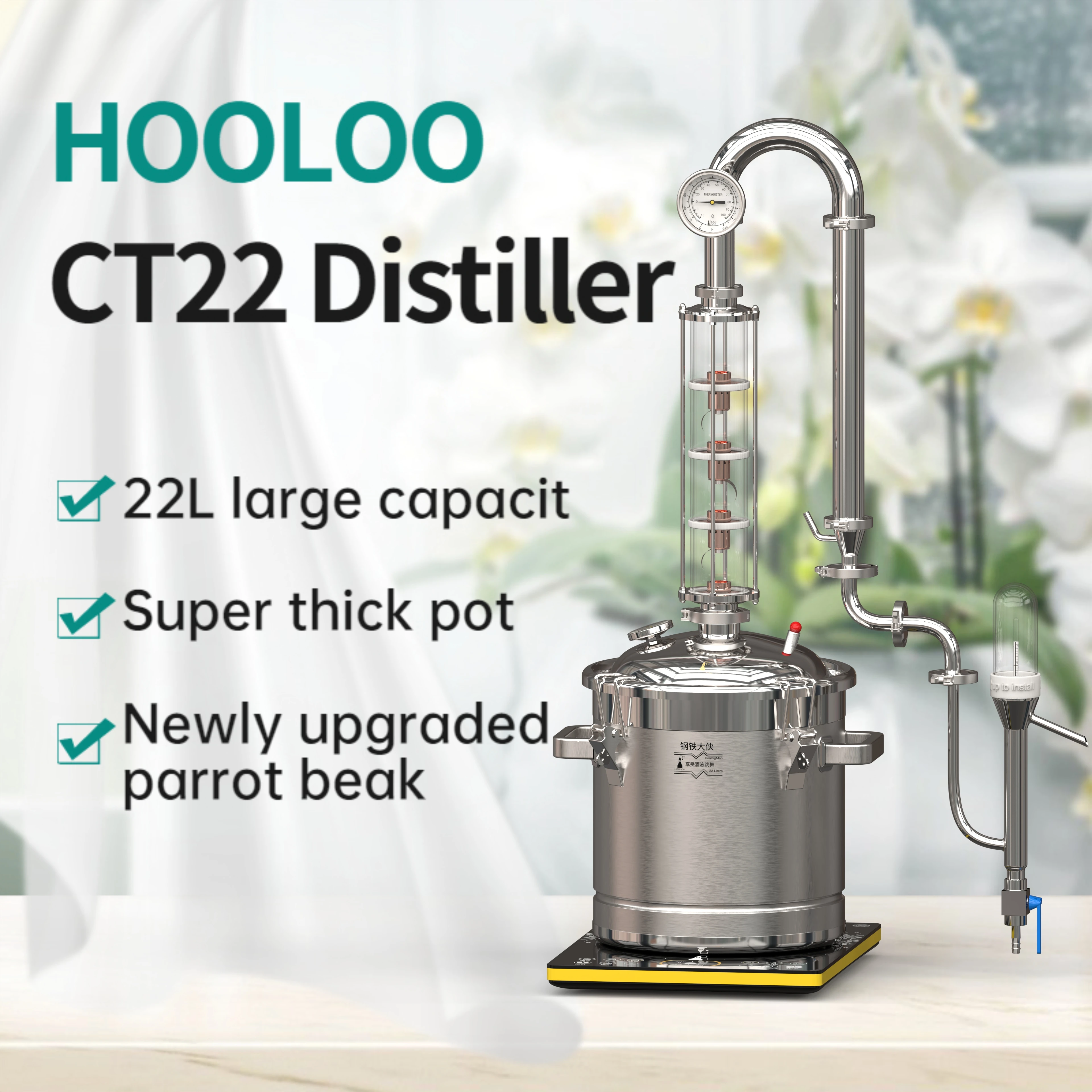 Hooloo 22l Small Home Brewing Distiller 4-layer Distillation