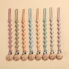 Beech Wood Chew Bead Pacifier Clips Dummy Chain Holder Newborn Soother Chains Nipple Holder For Babies Teething Toy Baby Chew 1