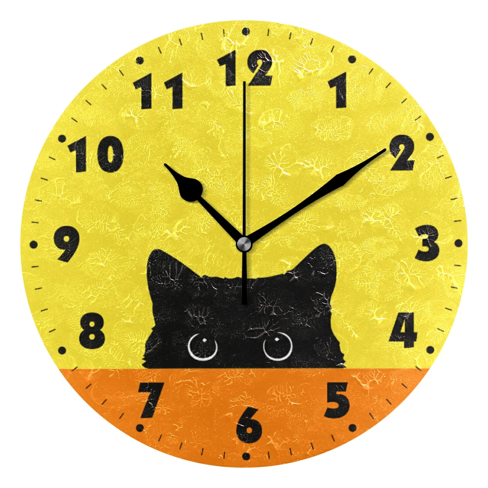 

Round Cat Face Hanging Circle Wall Watch Non Ticking Silent Wall Clock Decorative Modern Living Room Bedroom Quiet Desk Clock