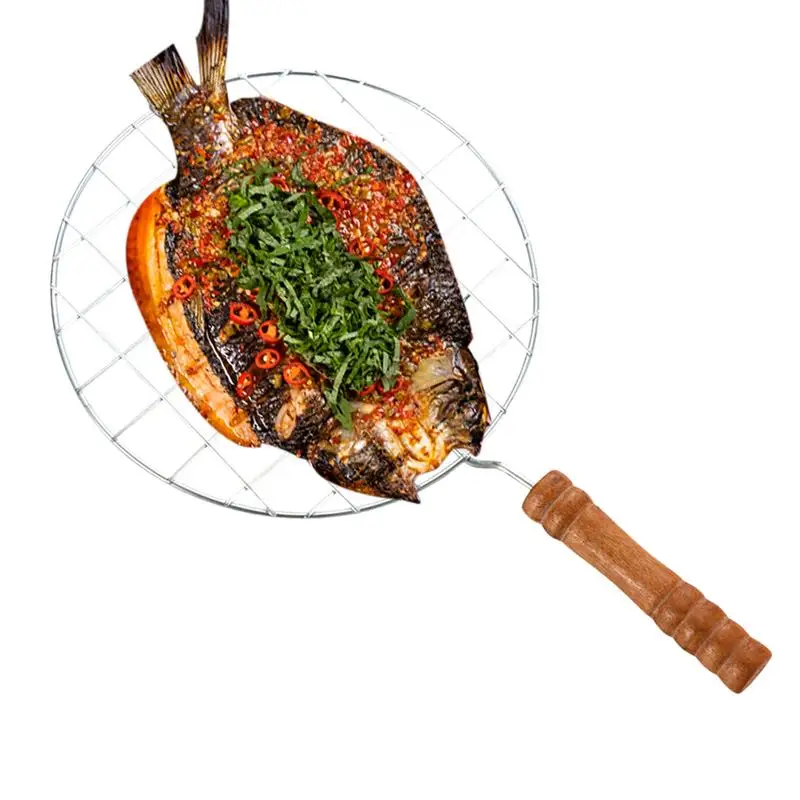 Wire Roaster Round Cooking Racks Stainless Steel Roasting Cooking Racks With Handle ForOutdoor Picnic Camping Baking BBQ