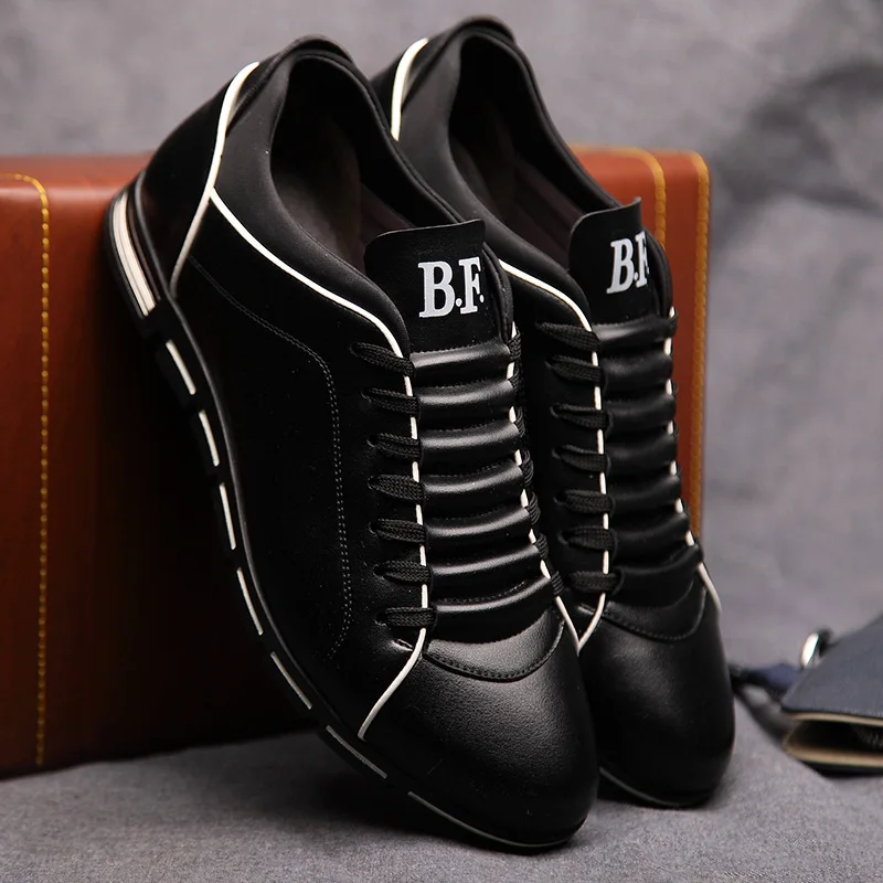 Men Shoes Casual Sneakers Solid Leather Shoes Formal Business Sport Flat Round Toe Breathable mens shoes