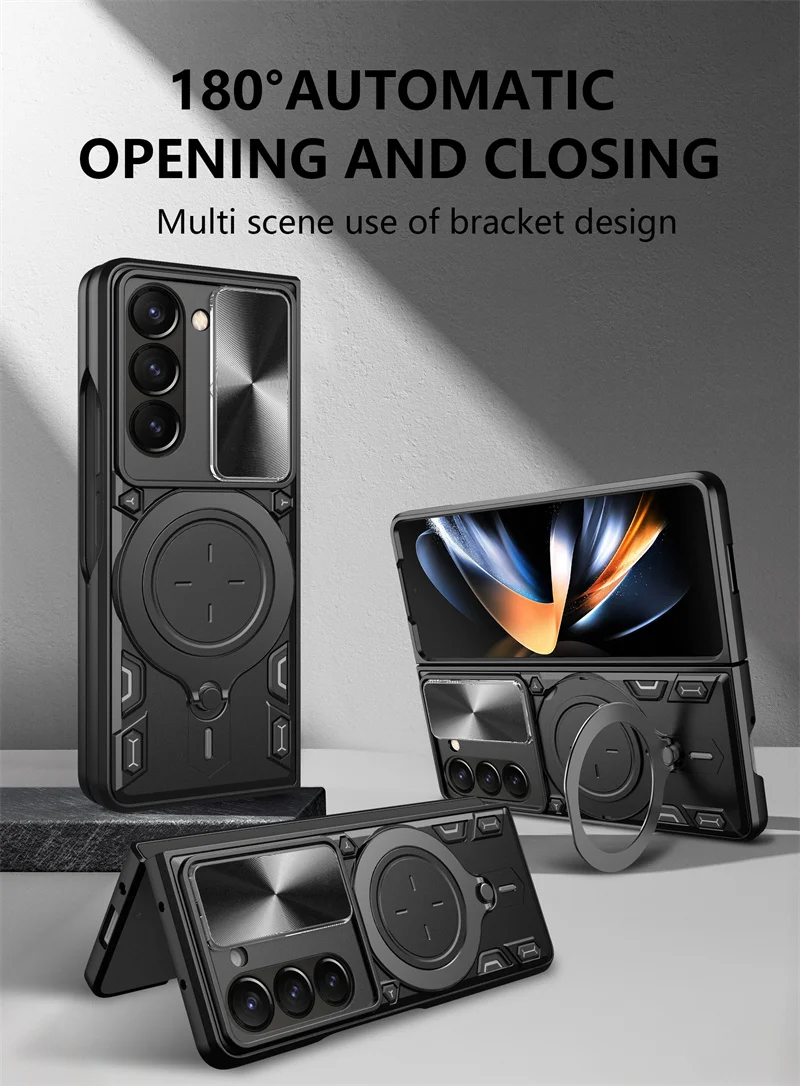 

For Samsung Galaxy Z Fold 5 Luxury Protect Armor Magnetic Anti slip Ring Holder Phone Case for Galaxy Z Fold5 Z Fold4 Phone Case