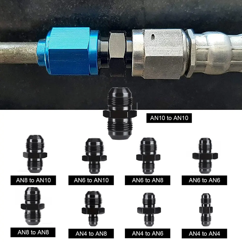 Oil Fuel Hose End Adapter Fitting Straight AN Male To AN Male Coupler AN4 AN6 AN8 AN10 Aluminum Male Flare Union Nitrous