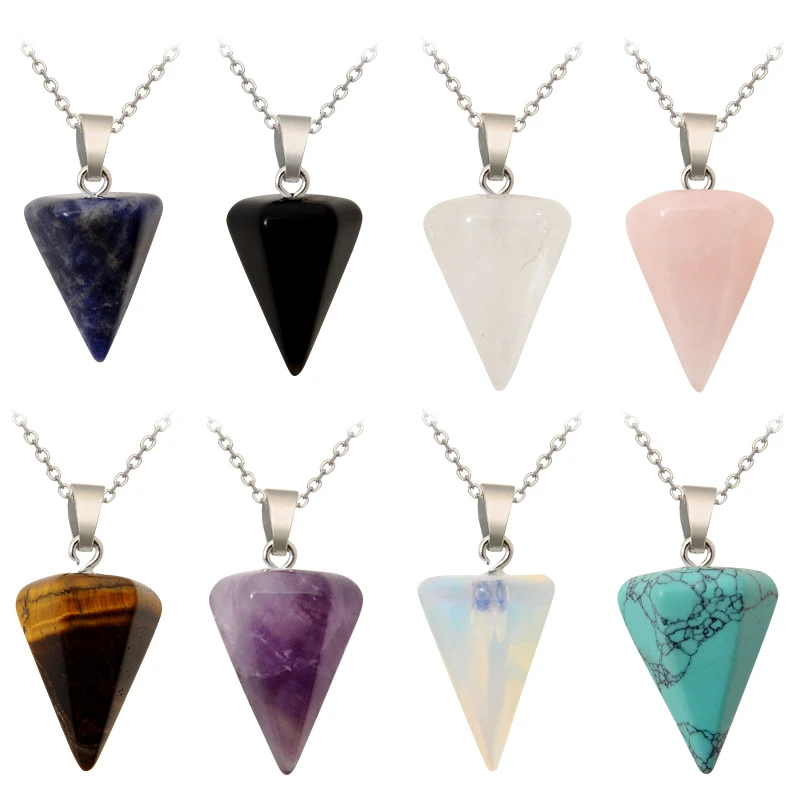 

Healing Pendulum for Divination Purple Quartz Pendulums Biolocation Necklace Natural Gem Stone Reiki Crystals Pendulos Pendants