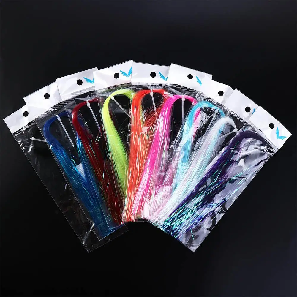 400-500 Strands Fly Fishing Tinsel Assist Hooks Shinning Film Line DIY Fishing Jig Hook Streamer Flies Fishing Lure