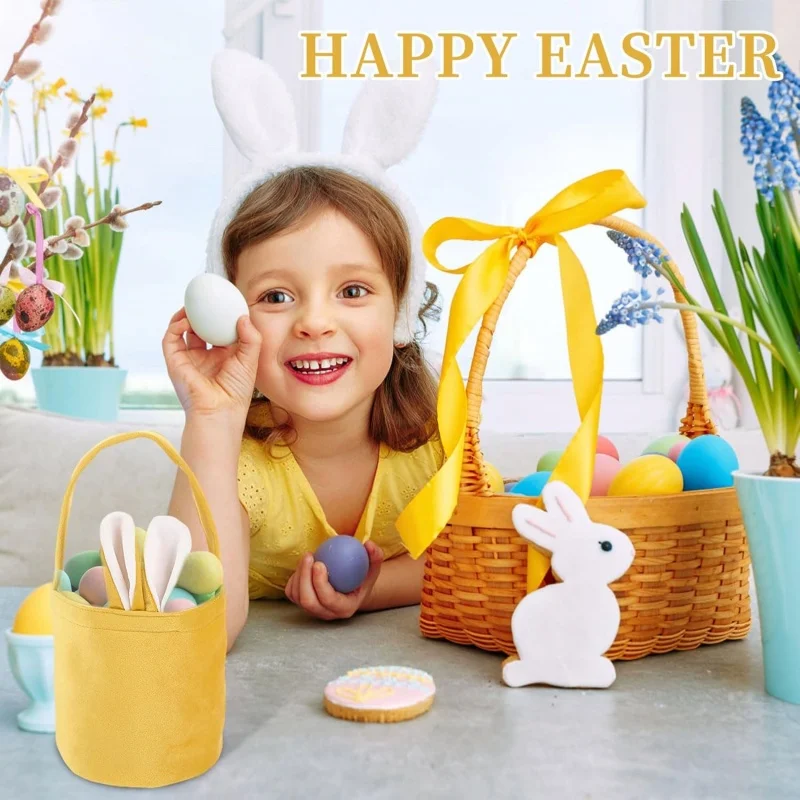1-20PCS Rabbit Ear Easter Basket Bunny Handbag for Party Gift Easter Egg Candy Holder Holiday Decor Organizer Decorations
