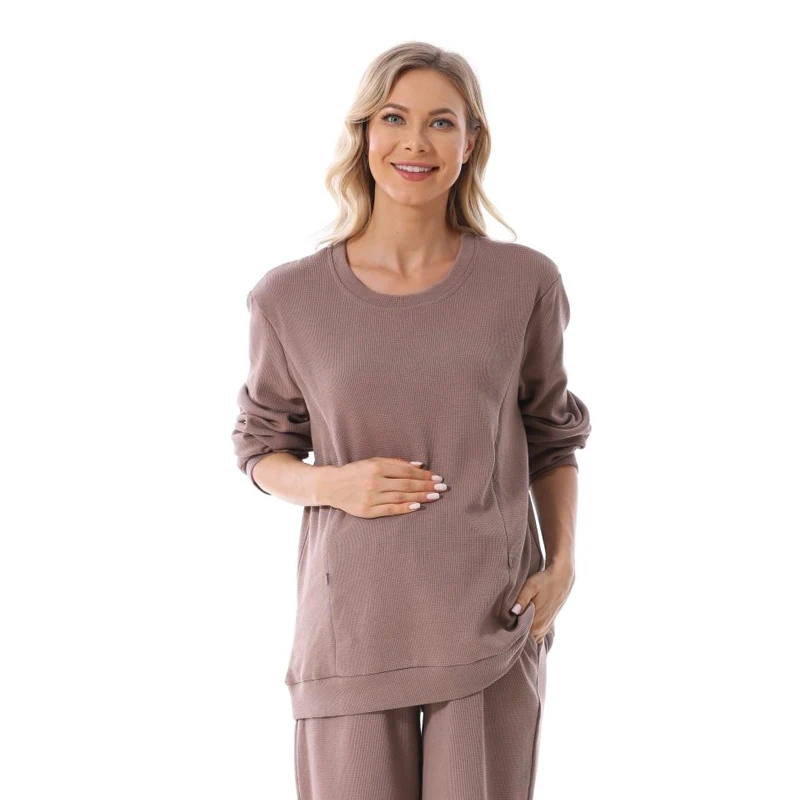 Plus Size Pregnant Women Sweatshirt Long Sleeve Spring Autumn Breastfeeding Clothes Blouse Maternity Clothes Pullover Hoodies 4