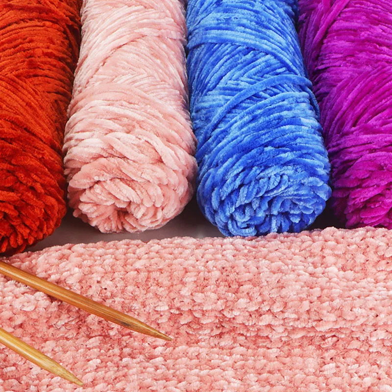 5PC 100g/Roll Velvet Yarn Polyester Blended Cotton Chenille Crochet Knitting Yarn Soft Yarn Thread Thick Scarf DIY Hand-Knitted 2