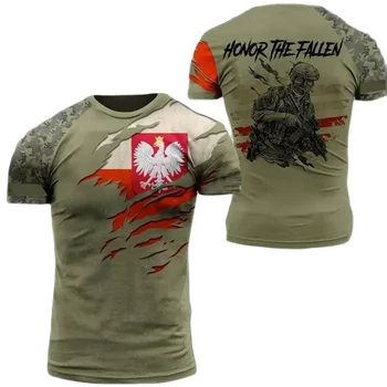 2024 Bandiera polacca Camouflage Soldati Army Quick dry allentato comodo nuovo blazer stampato 3D T-shirt girocollo da uomo maniche corte