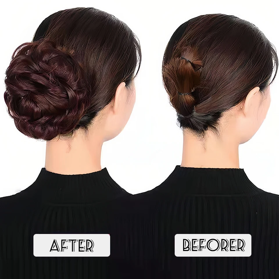 Hair Bun Extensions Hair Claw Clip Messy Curly Short Synthetic Hair Extension Chignon Donut Roller Bun Wig Claw Clip In Hairpiece for Women