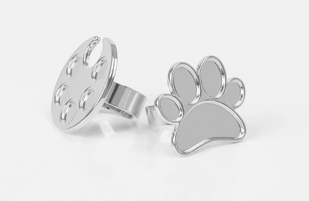 Description Picture 5 of item1Pc Metal Mini Nail Art Color Palette Cute Round/Footprint Design Finger Ring Mixing UV Gel Painting Tray Manicure Tools