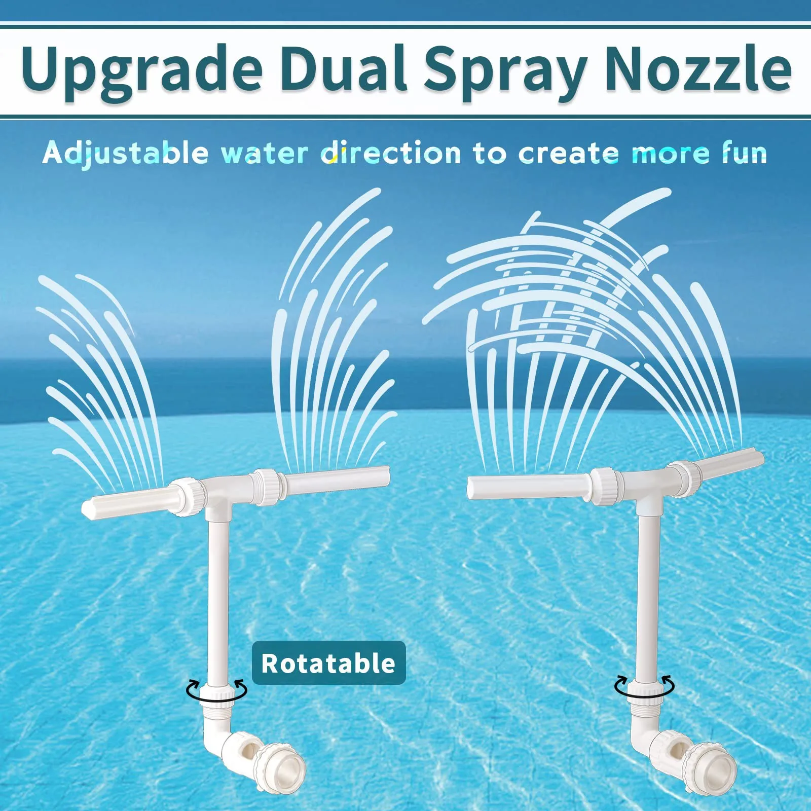 Dual Spray Water Fountain for Swimming Pool,Adjustable Waterfall Pool Sprinkler Creative Bracket,water fountain