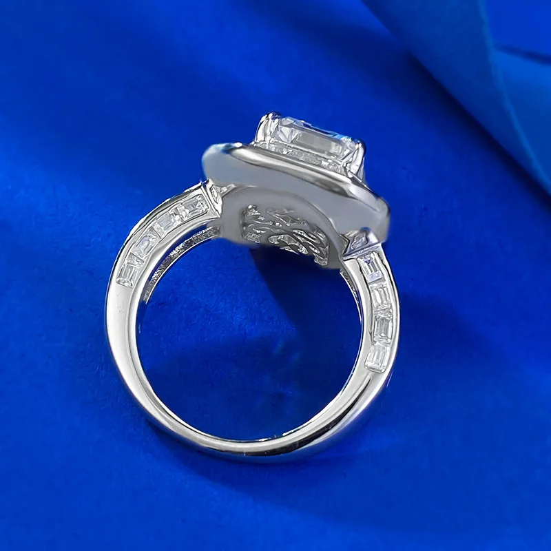 2024 New S925 Silver 8 * 12 White Diamond Sugar Luxury Set Classic Fashion Ring for Women's High End