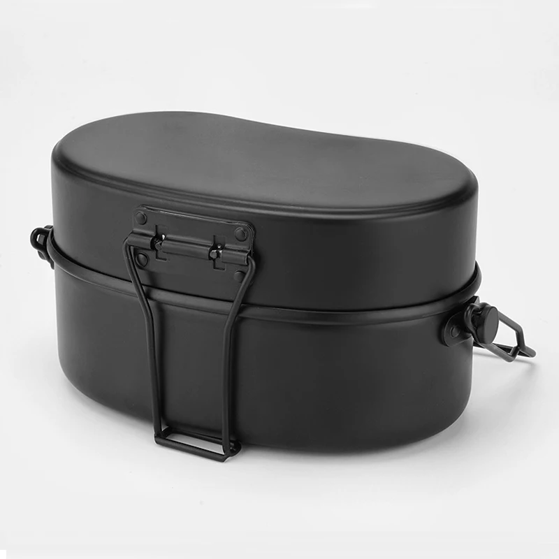 Aluminium Lunchbox Kochgeschirr Outdoor Camping Reiskocher Deutscher Stil Mess Kit Dreiteilige tragbare Kochpfanne Topf – Detail 10