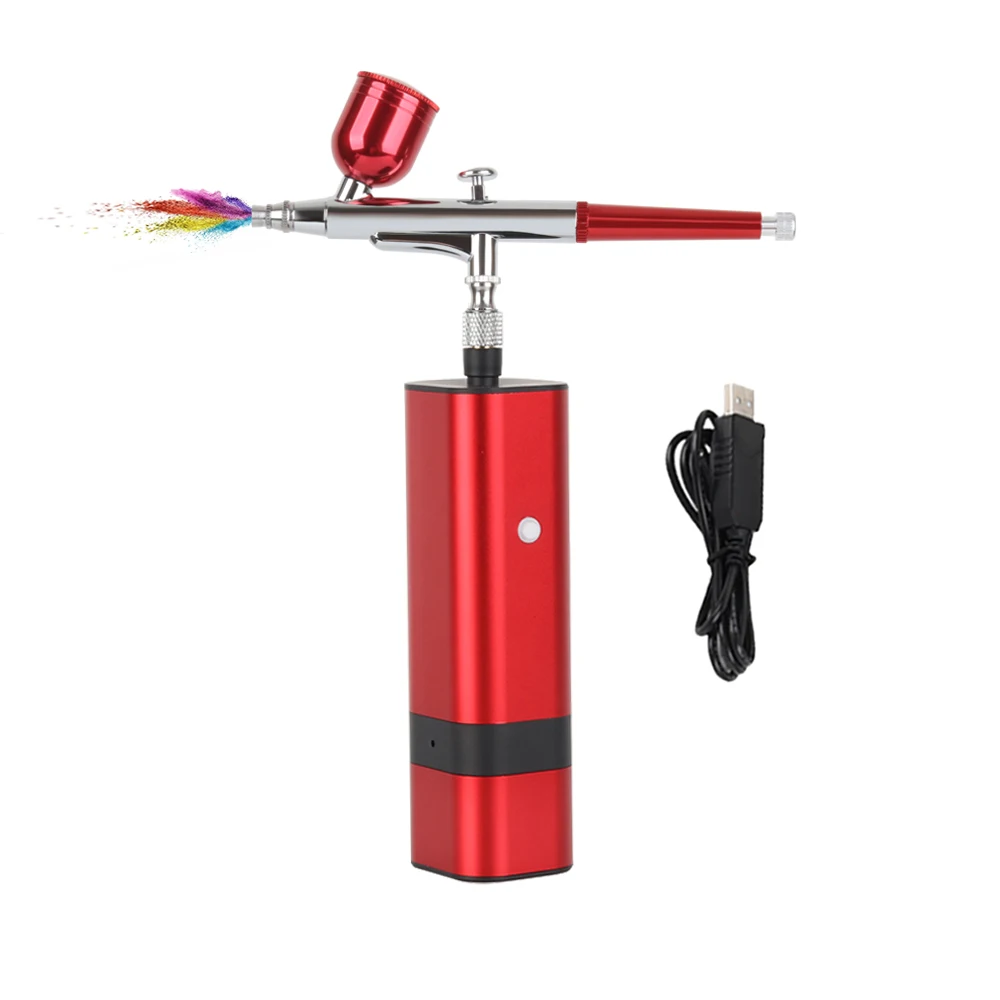 

Pocket Compressor With Hose Spray Gun Dual Action High Pressure Pump Black Red Pneumatic Tool For Painting Barber Makeup