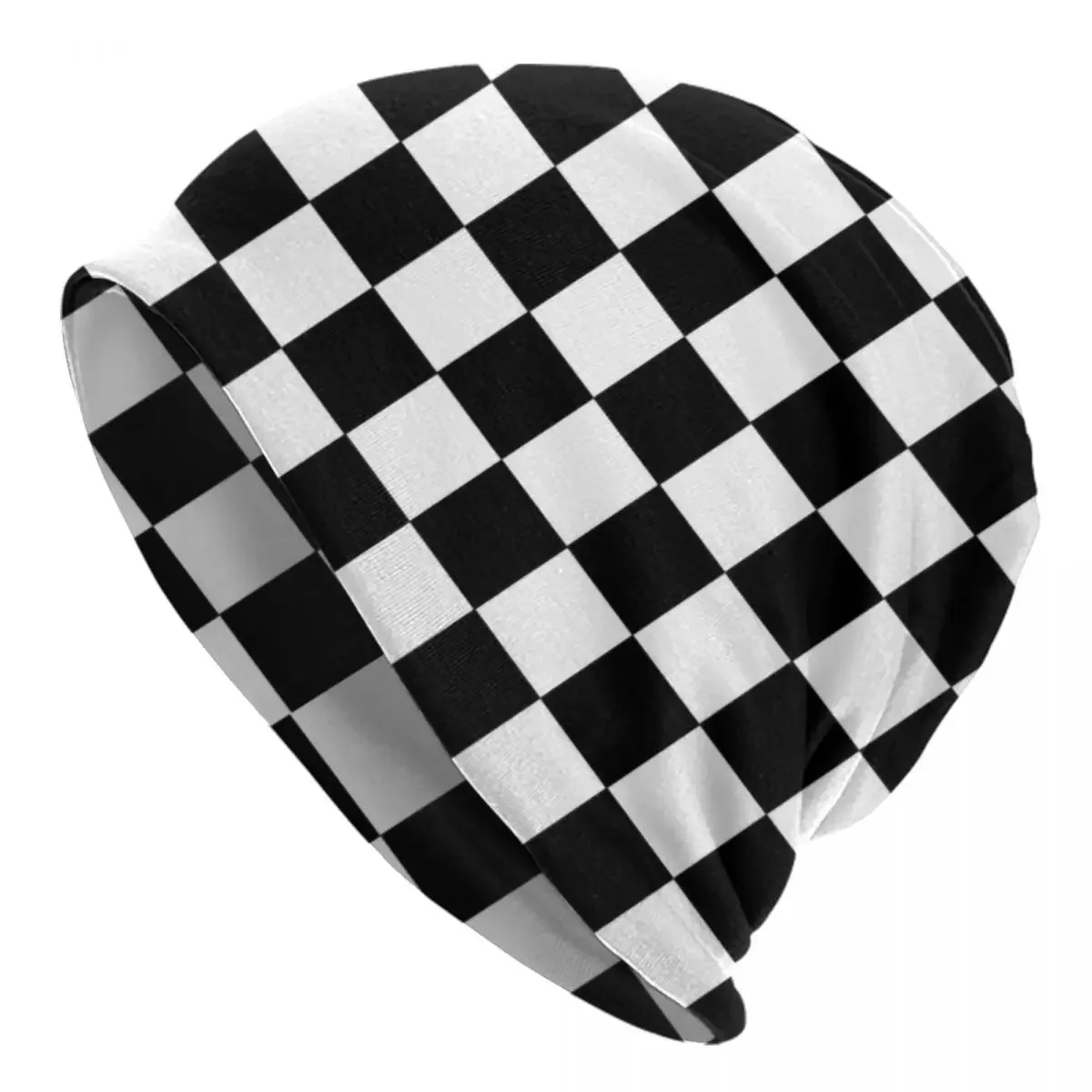 

Шапки-бини в черно-белую клетку, шапки, модная зимняя теплая вязаная шапка унисекс, шапочка в шахматную клетку с геометрическим узором, шапки