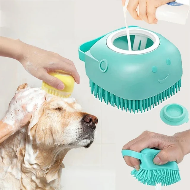 Dog Bathing Brush Pet Massage Brush Shampoo Dispenser Soft Silicone Brush Rubber Bristle for Dogs and Cats Shower Grooming Tool Dog Bathing Brush Pet Massage Brush Shampoo Dispenser Soft Silicone Brush Rubber Bristle for Dogs and Cats Shower Grooming Tool
