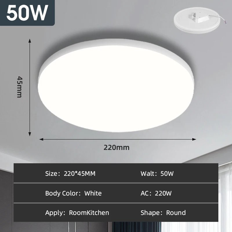 Luz De Techo LED, Lámpara De Techo 50W 4000lm, Moderna Luz De Techo LED