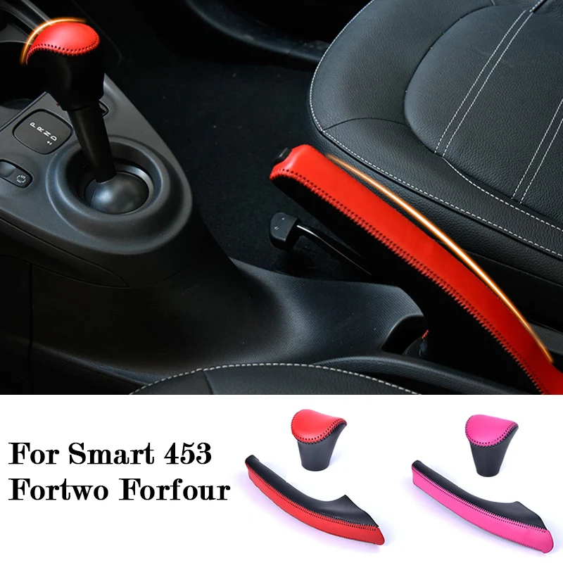 CarShiftLeverHandbrakeLeverHandSewnLeatherCoverForMercedes