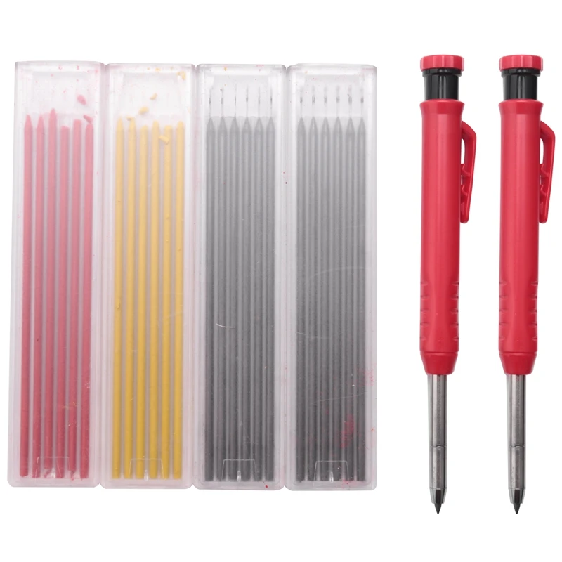 

Carpenter Pencils With Sharpener Set , Carpentry Markers,Long Nose Deep Hole Mechanical Pencils, Suitable For Architects