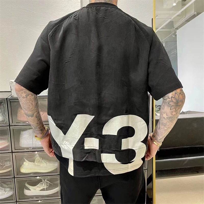 Y3 Yohji Yamamoto SS Summer Printed Letter Men And Women Patchwork Fake  Two Pieces Casual Fashion Short sleeved T shirt
