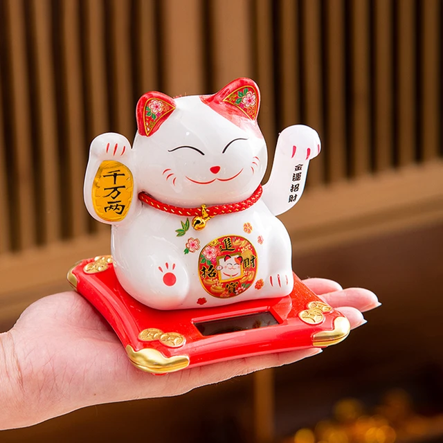 Mini Fortune Cat Solar Automatic Hand Car Ornaments Home Decoration Solar  Waving