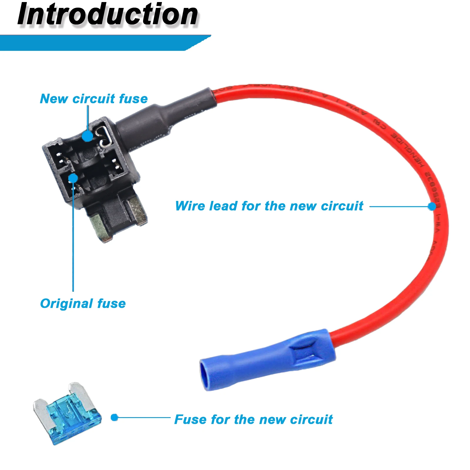 Universal 5 Pack Car Add-A-Circuit Piggy Back Fuse Tap Adapter 16AWG 15A Low Profile Mini Fuse Blade Holder Small Extractor