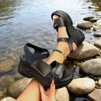 Sandales sportives décontractées pour femmes, chaussures d'été à talons épais, chaussures de plage romaines, fond souple avec bande de diamant d'eau, pantoufles pour dames 3