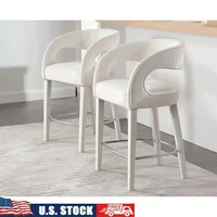 Modern Velvet Counter Height Bar Stools Set of 2 Comfortable Upholstered Stools with Back Armrest Metal Footrest Kitchen Cafe 1