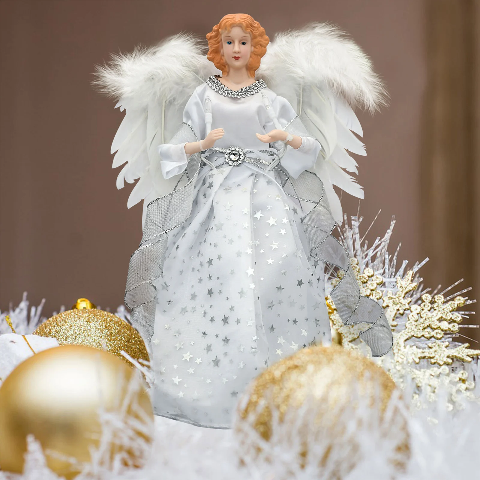 Décoration de noël poupée ange blanche 42 cm