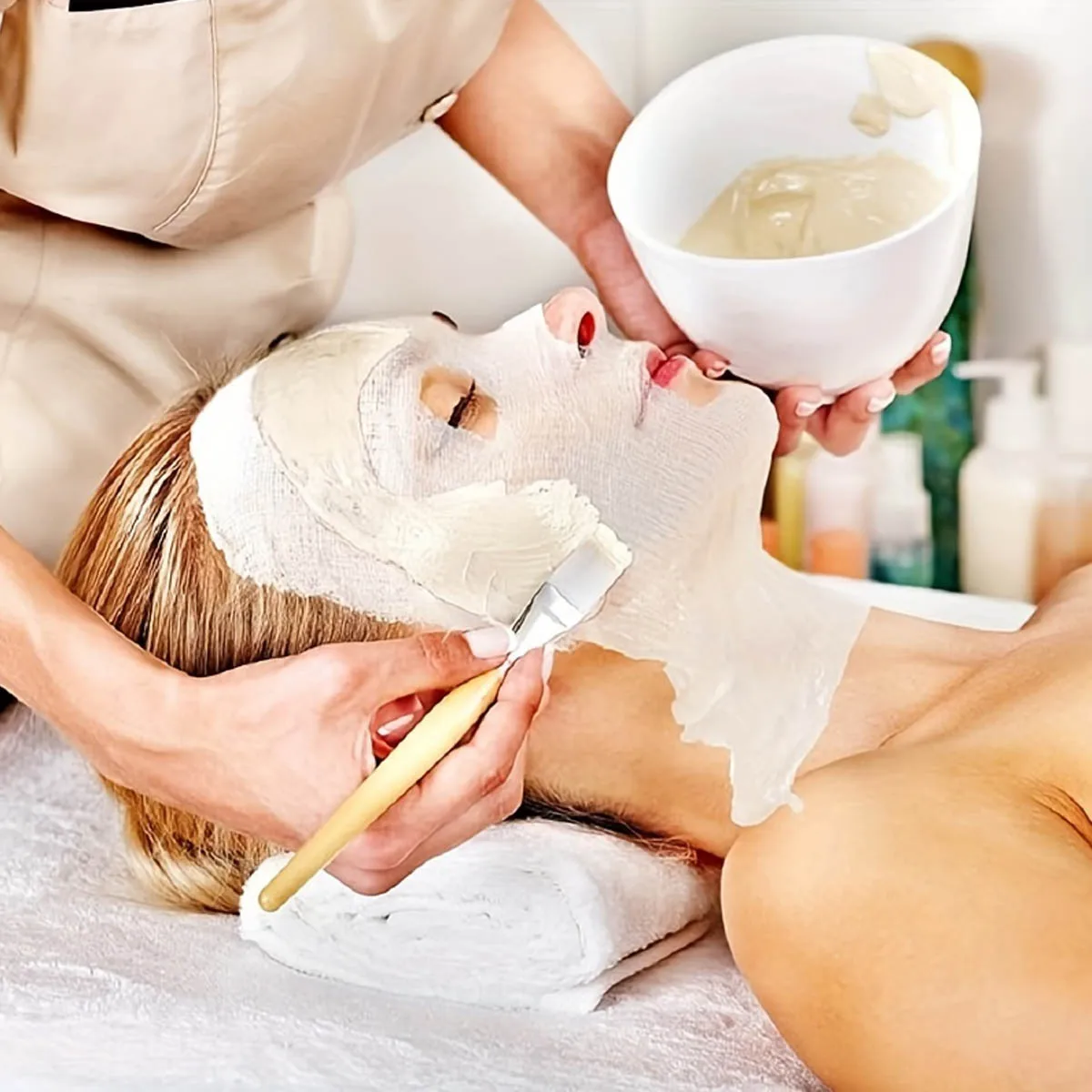 Disposable Facial Cotton Gauze with DIY Seaweed Soft Mask Powder Essential Mask Paper for Salon Spa Beauty and Skin Care