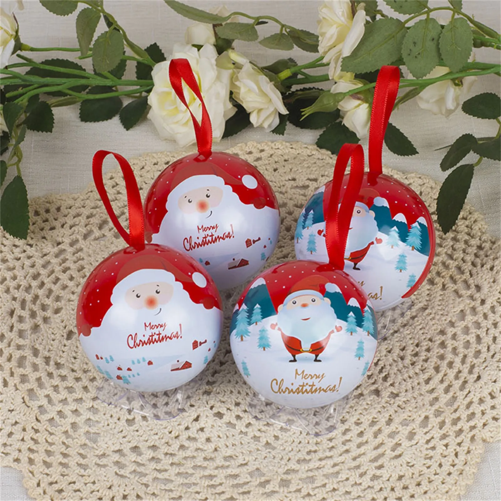 1Pcs Christmas Candy Jar Hanging Decorations Creative Christmas Tinplate Candy Box Christmas Tree Hanging Decorations Pendants