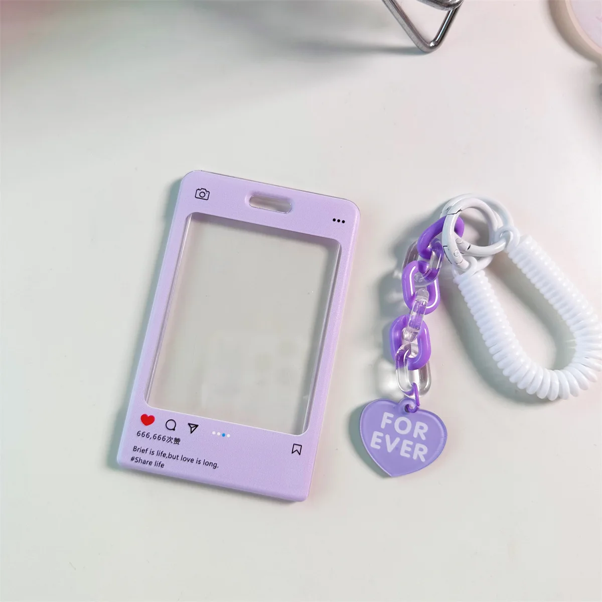 Cute Photo Card Holder Kpop Idol Postcard Protective Case Bus Student ID Card Sleeves Pendant Keychain Ins Kawaii Stationery