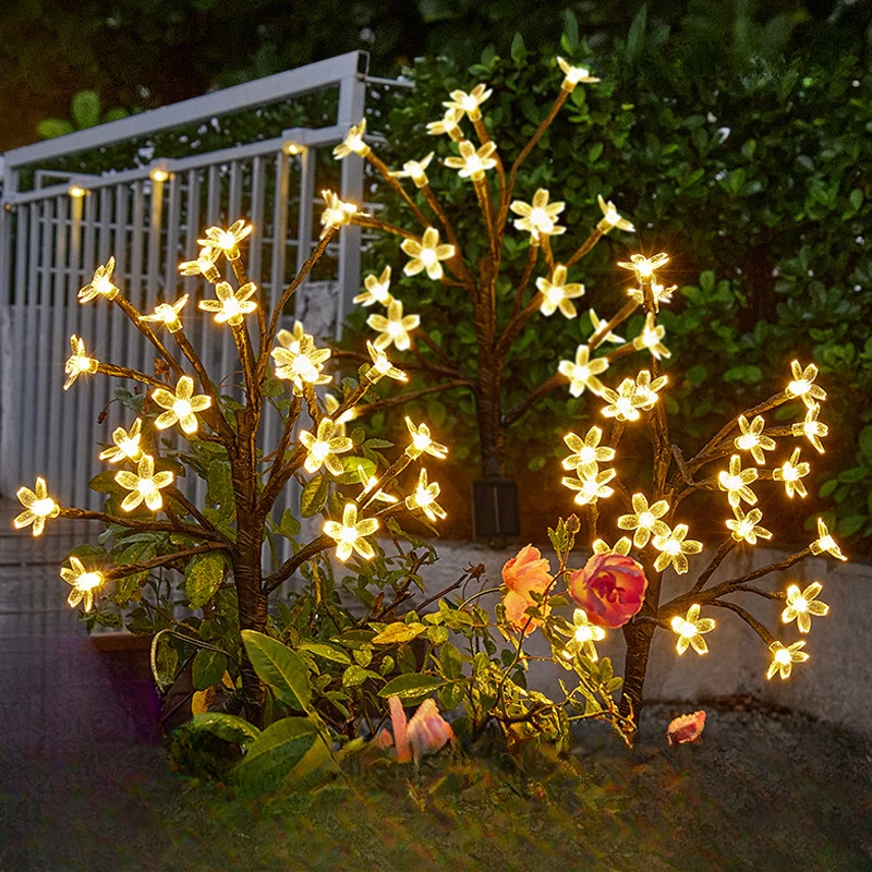 Cherry Blossom Solar Lawn Lights LED Lawn Lights  Outdoor Waterproof Solar Light Party Wedding Garden Christmas Decoration cherry garden