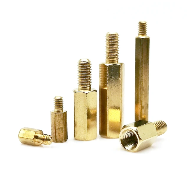 M3.5 / S=5mm Brass Hex Standoff Pillars Nut Female Threaded Studs PCB  Spacers