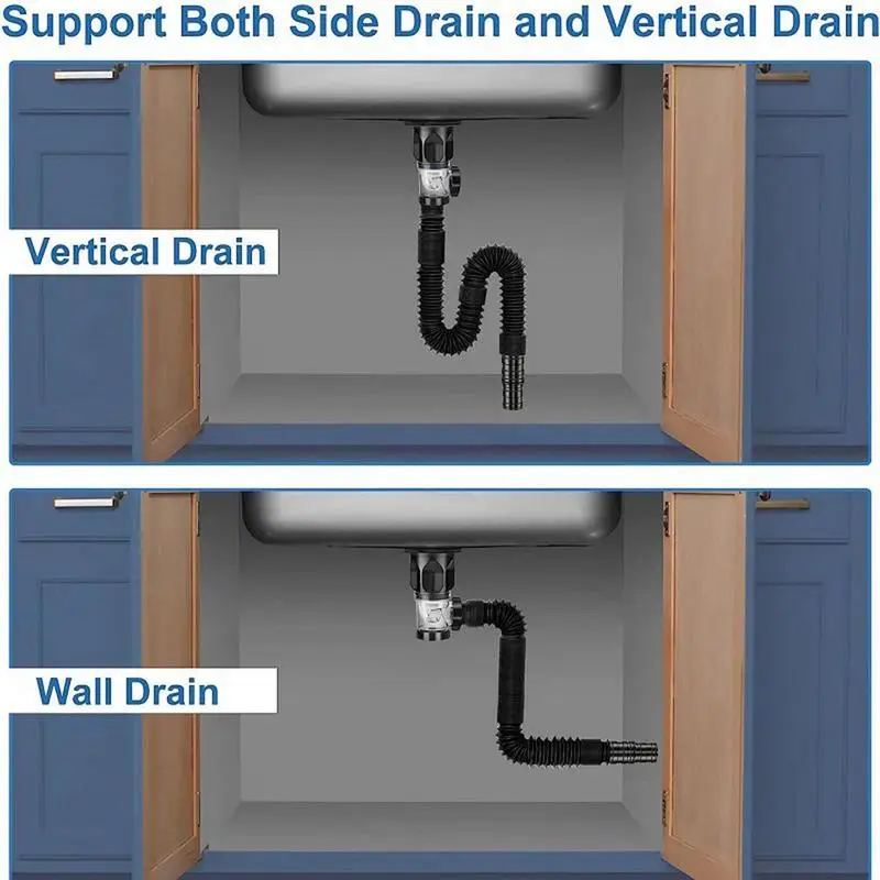 Telescopic Drain Pipe Under Sink Wash Basin Pipe Fittings Connector Tool Sealing Plug Accessories Trap Anti-odor Sewer 3