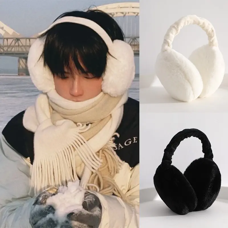 Ear Muffs Soft Plush Winter Warm for Women Men Fashion Solid Color Earflap Outdoor Cold Protection