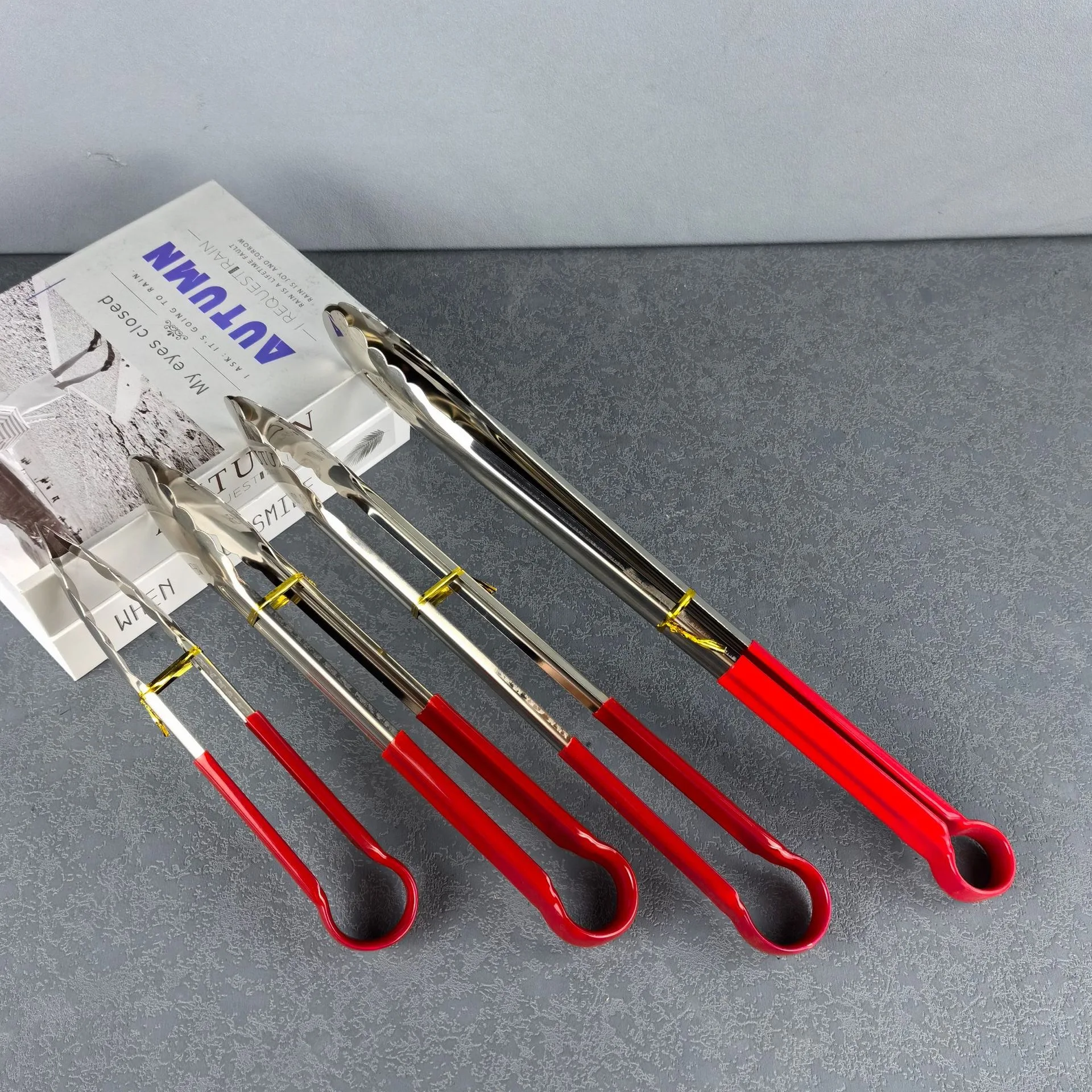 Stainless steel Silicone Kitchen Tongs Long BBQ Tong Food Tongs With Silicone Covered Handle 9/12/14/16 inch