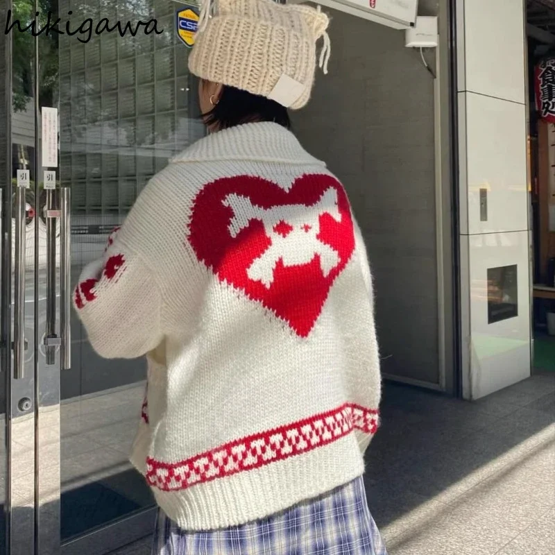 여성용 빈티지 스웨터, 2023 Ropa Mujer 패션, 펑크 해골 풀 팜므, 캐주얼 패션, 니트 가디건 코트, 가을 겨울 의류