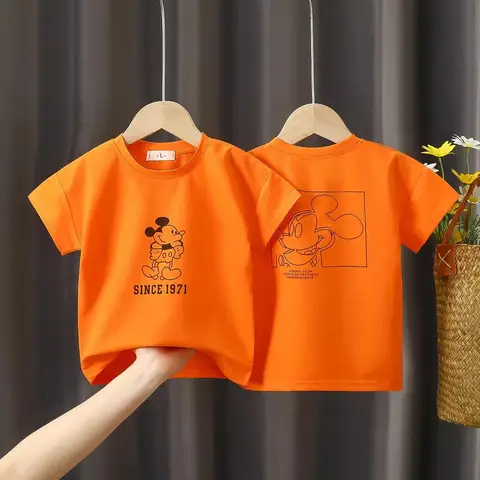Children Tops Newborn Infant T-shirt Cartoon Disney Mickey Mouse Printing Tees Tops Baby Girls Boys Casual Sport T-shirt