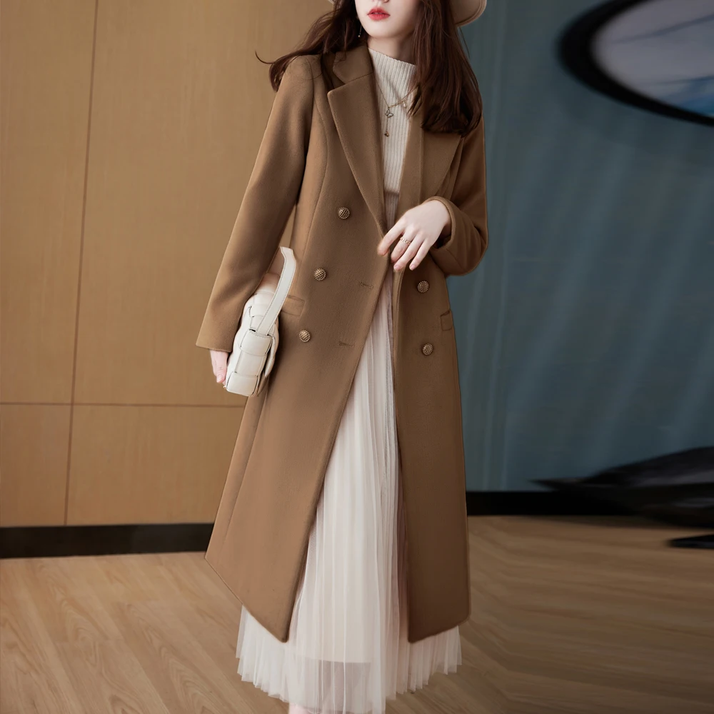 

Winter Jacket Women Cashmere Long Coat Vintage Autumn Office Lady Warm Thicken Woolen Blazers Coats Jackets Women Outwears