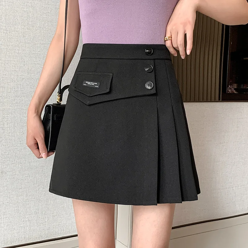 midi skirt Women Skirt Black High-Waist A-Line Irregular Short Skirts Miss 2022 Summer Korean Style All-Match Casual Commuter Skirts midi skirt Skirts