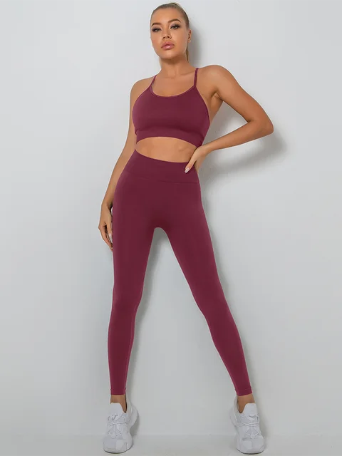 Set Top Leggings Fitness Yoga  2 Piece Yoga Set Top Leggings