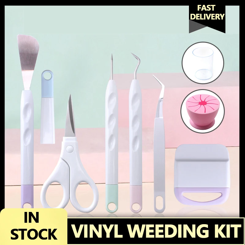 HTVRONT 5/6 Pcs Craft Weeding Basic Tools Set for Vinyl Scraper Silhouette  Cameo Tool DIY Craft Kit for Cricut Machine Accessory