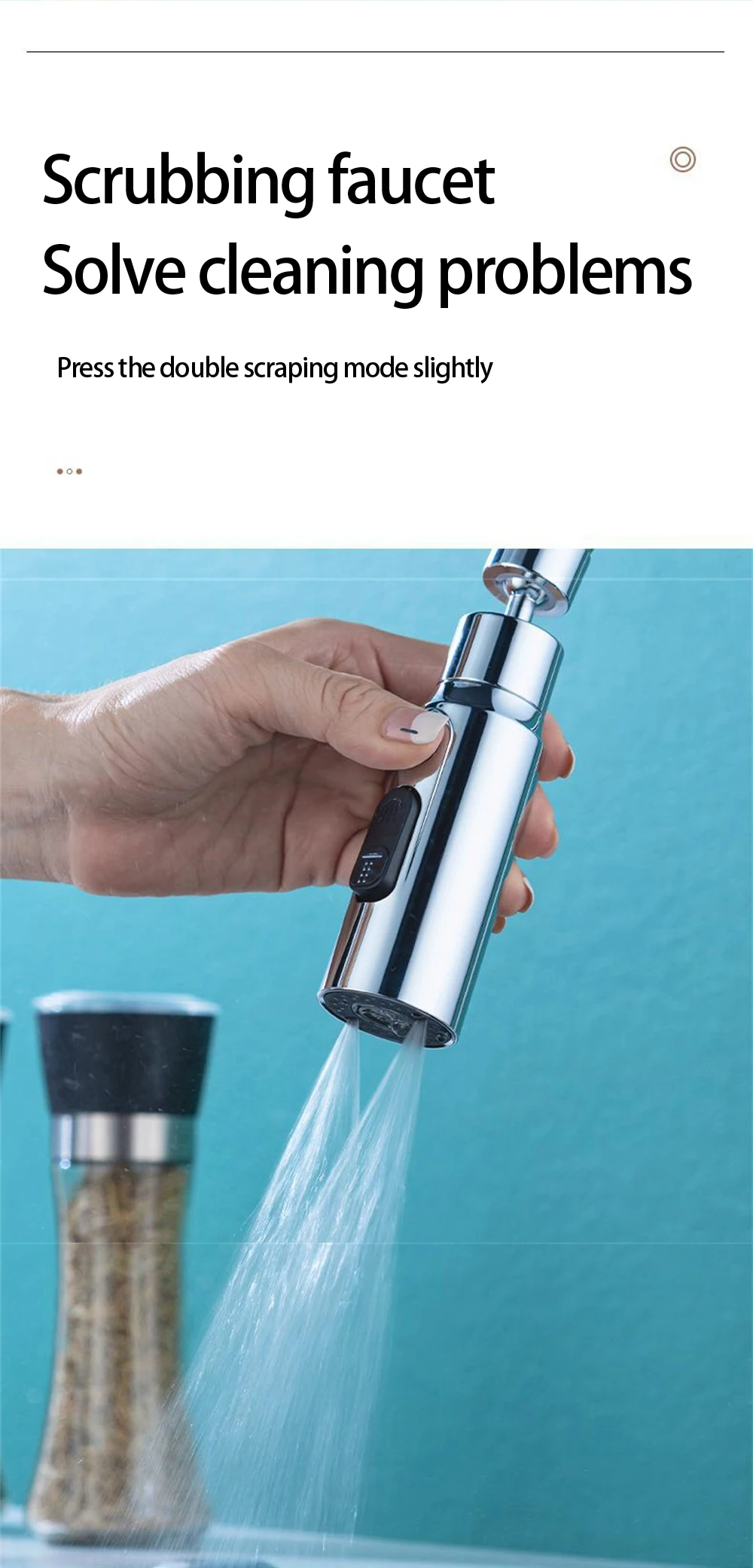 Description Picture 4 of itemKitchen Faucet Aerator 3 Modes Universal 360 Rotating Anti-Splash Faucet Extender Washbasin Saving Water Tap Filter Nozzle